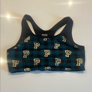 PINK Victoria's Secret Plaid Sports Bra - Black and Teal